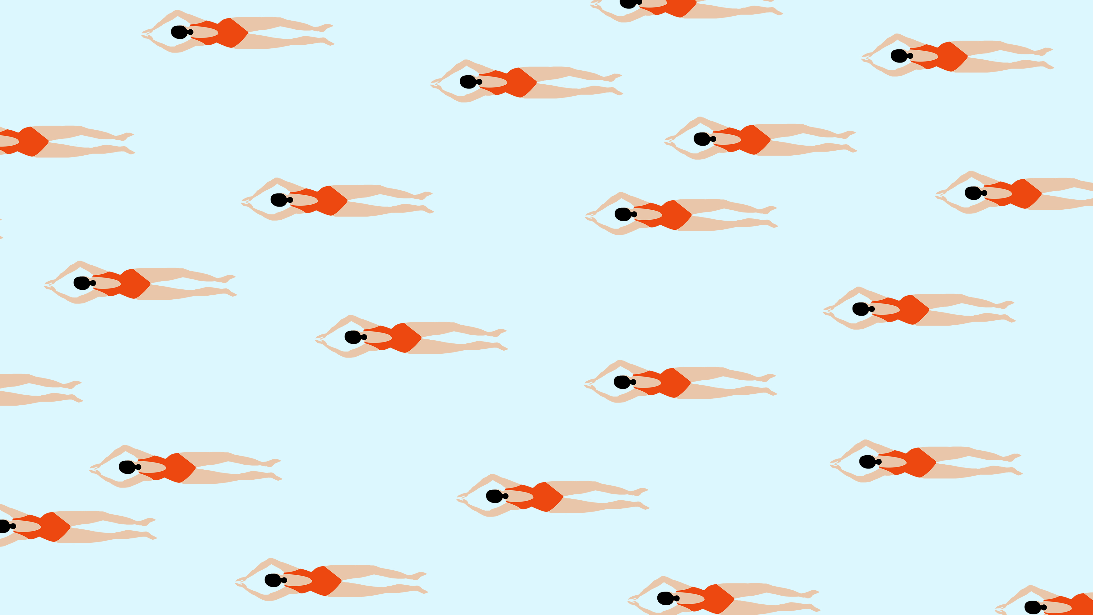 Swimmers moving forward in formation